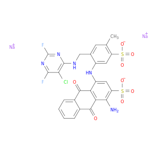 2-蒽磺酸,1-氨基-4-[[2-[(5-氯-2,6-二氟-4-嘧啶基)氨基]甲基]-4-甲基-5-硫苯基]氨基]-9,10-二氢-9,10-二氧化钠-钠盐(1：2)