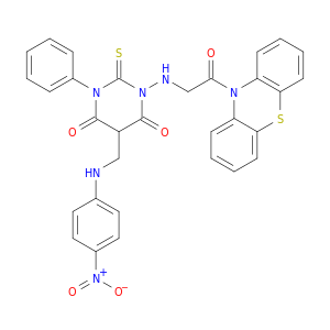 4,6(1H,5H)-Pyrimidinedione,dihydro-5-[[(4-nitrophenyl)amino]methyl]-1-[[2-oxo-2-(10H-phenothiazin-10-yl)ethyl]amino]-3-phenyl-2-thioxo-