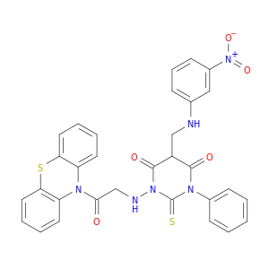 4,6(1H,5H)-Pyrimidinedione,dihydro-5-[[(3-nitrophenyl)amino]methyl]-1-[[2-oxo-2-(10H-phenothiazin-10-yl)ethyl]amino]-3-phenyl-2-thioxo-