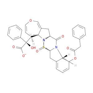 Benzeneacetic acid, a-hydroxy-,(5S,5aS,7aR,12S,12aS,14aR)-5,5a,12,12a-tetrahydro-7,14-dioxo-12-[(phenylacetyl)oxy]-8H,15H-7a,14a-epidithio-7H,14H-oxepino[3'',4'':4',5']pyrrolo[1',2':4,5]pyrazino[1,2-a]indol-5-ylester, (aR)- (9CI)