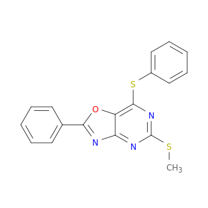 Oxazolo[4,5-d]pyrimidine, 5-(methylthio)-2-phenyl-7-(phenylthio)-