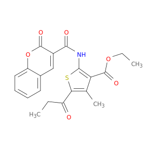 ETHYL 4-METHYL-2-[(2-OXOCHROMENE-3-CARBONYL)AMINO]-5-PROPANOYL-THIOPHENE-3-CARBOXYLATE