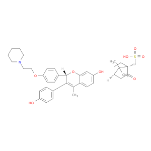7,7-DIMETHYL-2-OXO-(1S,4R)-BICYCLO[2.2.1]HEPTANE-1-METHANESULFONIC ACID COMPD. WITH (2S)-3-(4-HYDROXYPHENYL)-4-METHYL-2-[4-[2-(PIPERIDIN-1-YL)ETHOXY]PHENYL]-2H-1-BENZOPYRAN-7-OL (1:1)