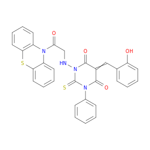 4,6(1H,5H)-Pyrimidinedione,dihydro-5-[(2-hydroxyphenyl)methylene]-1-[[2-oxo-2-(10H-phenothiazin-10-yl)ethyl]amino]-3-phenyl-2-thioxo-