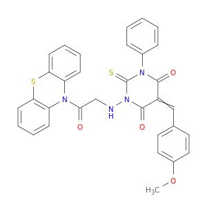 4,6(1H,5H)-Pyrimidinedione,dihydro-5-[(4-methoxyphenyl)methylene]-1-[[2-oxo-2-(10H-phenothiazin-10-yl)ethyl]amino]-3-phenyl-2-thioxo-