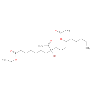 Heptadecanoic acid, 8-acetyl-12-(acetyloxy)-8-bromo-, ethyl ester