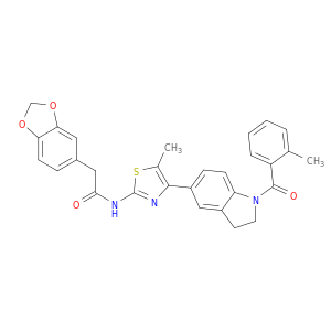 2-(苯并[d][1,3]二恶茂-5-基)-N-(5-甲基-4-(1-(2-甲基苯甲酰基)吲哚啉-5-基)噻唑-2-基)乙酰胺