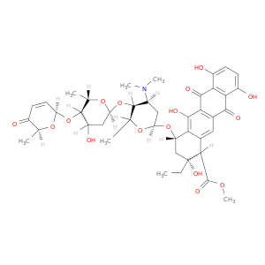 1-Naphthacenecarboxylicacid,2-ethyl-1,2,3,4,6,11-hexahydro-2,5,7,10-tetrahydroxy-6,11-dioxo-4-[[2,3,6-trideoxy-4-O-[2,6-dideoxy-4-O-[(2R,6S)-5,6-dihydro-6-methyl-5-oxo-2H-pyran-2-yl]-a-L-lyxo-hexopyranosyl]-3-(dimethylamino)-a-L-lyxo-hexopyranosyl]oxy]-,m
