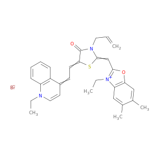 苯并恶唑鎓,3-乙基-2-[[5-[(1-乙基-4(1H)-喹啉基)乙基]-4-氧代-3-(2-丙烯基)-2-噻唑烷基]甲基]-5,6-甲基-,硫酸乙酯