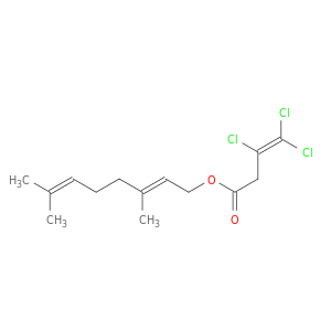 3-Butenoic acid, 3,4,4-trichloro-, (2E)-3,7-dimethyl-2,6-octadienyl ester