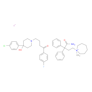 1-(4-amino-4-oxo-3,3-diphenylbutyl)-1-methylazepanium iodide- 4-[4-(4-chlorophenyl)-4-hydroxypiperidin-1-yl]-1-(4-fluorophenyl)butan-1-one(1:1:1)