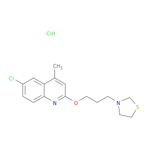 quinoline, 6-chloro-4-methyl-2-[3-(3-thiazolidinyl)propoxy]-, hydrochloride(1:1)