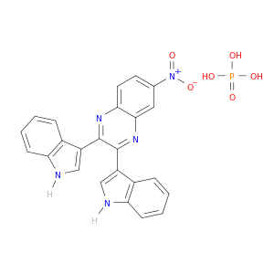 Quinoxaline, 2,3-di-1H-indol-3-yl-6-nitro-, compd. with phosphate (1:1)