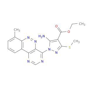 1H-Pyrazole-4-carboxylicacid, 5-amino-1-(7-methylpyrimido[5,4-c]cinnolin-4-yl)-3-(methylthio)-, ethylester