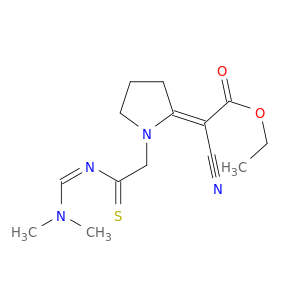 Acetic acid,2-cyano-2-[1-[2-[[(dimethylamino)methylene]amino]-2-thioxoethyl]-2-pyrrolidinylidene]-,ethyl ester