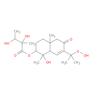 Butanoic acid, 2,3-dihydroxy-2-methyl-, 1,2,3,4,4a,5,6,8a-octahydro-7-(1-hydroperoxy-1-methylethyl)-1-hydroxy-1,4a-dimethyl-6-oxo-2-naphthalenyl ester (9CI)