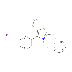 Thiazolium, 3-methyl-5-(methylthio)-4-phenyl-2-(phenylthio)-, iodide