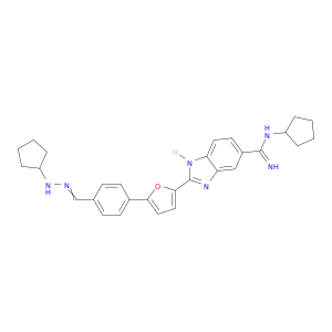 1H-BENZIMIDAZOLE-5-CARBOXIMIDAMIDE, N-CYCLOPENTYL-2-[5-[4-[(CYCLOPENTYLAMINO)IMINOMETHYL]PHENYL]-2-FURANYL]-