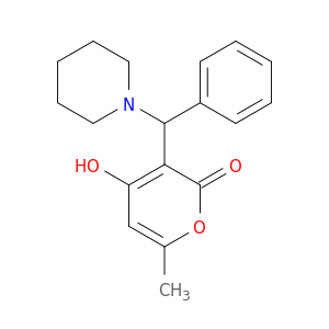 2H-Pyran-2-one, 4-hydroxy-6-methyl-3-(phenyl-1-piperidinylmethyl)-