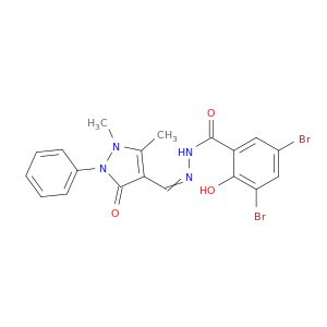 Benzoic acid,3,5-dibromo-2-hydroxy-,2-[(2,3-dihydro-1,5-dimethyl-3-oxo-2-phenyl-1H-pyrazol-4-yl)methylene]hydrazide