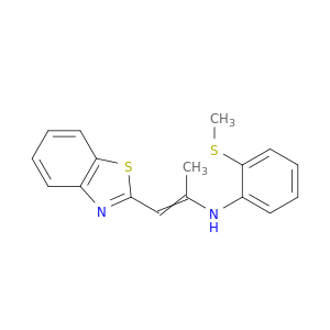 Benzenamine, N-[2-(2-benzothiazolyl)-1-methylethenyl]-2-(methylthio)-