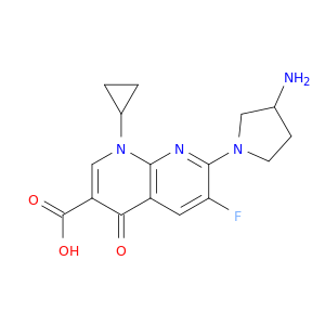 7-(3-AMINO-1-PYRROLIDINYL)-1-CYCLOPROPYL-6-FLUORO-1,4-DIHYDRO-4-OXO-1,8-NAPHTHYRIDINE-3-CARBOXYLIC ACID