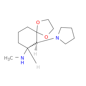 1,4-Dioxaspiro[4.5]decan-7-amine, N-methyl-6-(1-pyrrolidinyl)-, trans-