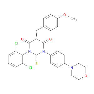 4,6(1H,5H)-Pyrimidinedione,1-(2,6-dichlorophenyl)dihydro-5-[(4-methoxyphenyl)methylene]-3-[4-(4-morpholinyl)phenyl]-2-thioxo-