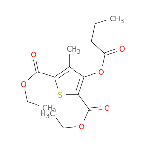 2,5-Thiophenedicarboxylic acid, 3-methyl-4-(1-oxobutoxy)-, diethyl ester