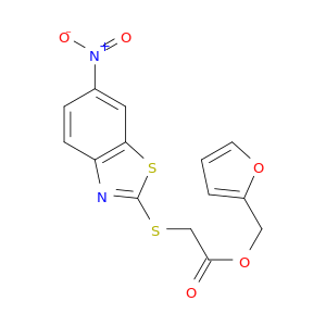 Acetic acid, [(6-nitro-2-benzothiazolyl)thio]-, 2-furanylmethyl ester