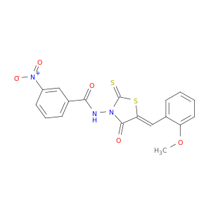 N-[(5Z)-5-[(2-METHOXYPHENYL)METHYLIDENE]-4-OXO-2-SULFANYLIDENE-THIAZOLIDIN-3-YL]-3-NITRO-BENZAMIDE