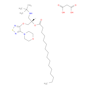 Hexadecanoic acid, (1S)-1-(((1,1-dimethylethyl)amino)methyl)-2-((4-(4-morpholinyl)-1,2,5-thiadiazol-3-yl)oxy)ethyl ester, propanedioate (1:1)