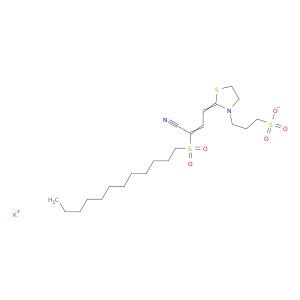 3-噻唑烷丙二酸磺酸,2-[3-氰基-3-(十二烷基磺酰基)-2-丙烯-1-百苯乙烯]-,钾盐(1：1)
