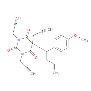 2,4,6(1H,3H,5H)-Pyrimidinetrione,5-[1-(4-methoxyphenyl)-3-buten-1-yl]-1,3,5-tri-2-propyn-1-yl-