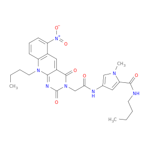 Pyrimido(4,5-b)quinoline-3(2H)-acetamide, 10-butyl-N-(5-((butylamino)carbonyl)-1-methyl-1H-pyrrol-3-yl)-4,10-dihydro-6-nitro-2,4-dioxo-