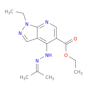 1H-Pyrazolo[3,4-b]pyridine-5-carboxylicacid, 1-ethyl-4-[2-(1-methylethylidene)hydrazinyl]-, ethyl ester, hydrochloride(1:1)