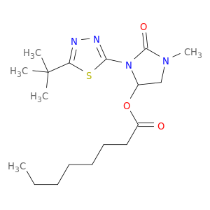 octanoic acid, 3-(5-(1,1-dimethylethyl)-1,3,4-thiadiazol-2-yl)-1-methyl-2-oxo-4-imidazolidinyl ester