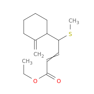 2-Butenoic acid, 4-(2-methylenecyclohexyl)-4-(methylthio)-, ethyl ester