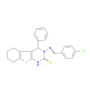 (1)Benzothieno(2,3-d)pyrimidine-2(1H)-thione, 3,4,5,6,7,8-hexahydro-3-(((4-chlorophenyl)methylene)amino)-4-phenyl-