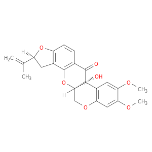 [1]Benzopyrano[3,4-b]furo[2,3-h][1]benzopyran-6(6aH)-one,1,2,12,12a-tetrahydro-6a-hydroxy-8,9-dimethoxy-2-(1-methylethenyl)-, [2S-(2a,6ab,12ab)]- (9CI)