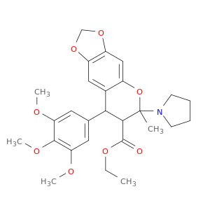 6H-1,3-Dioxolo[4,5-g][1]benzopyran-7-carboxylicacid, 7,8-dihydro-6-methyl-6-(1-pyrrolidinyl)-8-(3,4,5-trimethoxyphenyl)-,ethyl ester