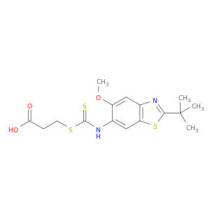 Propanoic acid, 3-((((2-(1,1-dimethylethyl)-5-methoxy-6-benzothiazolyl)amino)thioxomethyl)thio)-