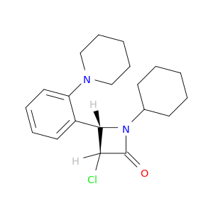 2-Azetidinone, 3-chloro-1-cyclohexyl-4-[2-(1-piperidinyl)phenyl]-, trans-