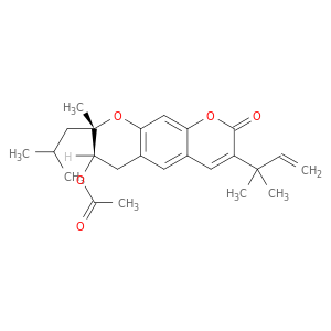 2H,6H-Benzo[1,2-b:5,4-b']dipyran-2-one,7-(acetyloxy)-3-(1,1-dimethyl-2-propenyl)-7,8-dihydro-8-methyl-8-(2-methylpropyl)-,(7R,8S)-rel- (9CI)