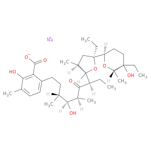 6-((3R,4S,5S,7R)-7-((2S,3S,5S)-5-乙基-5-((2R,5R,6S)-5-乙基-5-羟基-6-甲基四氢-2H-吡喃-2-基)-3-甲基四氢呋喃-2-基)-4-羟基-3,5-二甲基-6-壬酰)-2-羟基-3-甲基苯甲酸钠盐