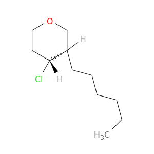 2H-Pyran, 4-chloro-3-hexyltetrahydro-, trans-