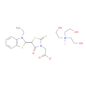 3-噻唑透氨酸,5-(3-乙基-2(3H)-苯并噻唑基二甲苯)-4-氧代-2-硫代-,Compd。用2,2',2''-氮硅(2')[乙醇](1：1)