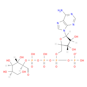 [(2r,3s,4r,5r)-5-(6-aminopurin-9-yl)-3,4-dihydroxy-tetrahydrofuran-2-yl]methyl[[[[(1r,2s,3r,4r)-1-formyl-2,3,4,5-tetrahydroxy-pentoxy]-hydroxy-phosphoryl]oxy-hydroxy-phosphoryl]oxy-hydroxy-phosphoryl] hydrogen phosphate