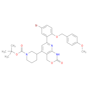 3-{7-[5-Bromo-2-(4-methoxy-benzyloxy)-phenyl]-2-oxo-1,4-dihydro-2H-pyrido[2,3-d][1,3]oxazin-5-yl}-piperidine-1-carboxylic Acid tert-Butyl Ester
