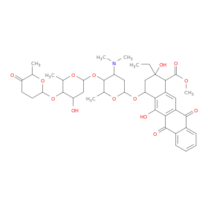 1-Naphthacenecarboxylicacid,2-ethyl-1,2,3,4,6,11-hexahydro-2,5-dihydroxy-6,11-dioxo-4-[[2,3,6-trideoxy-4-O-[2,6-dideoxy-4-O-[(2R-trans)-tetrahydro-6-methyl-5-oxo-2H-pyran-2-yl]-a-L-lyxo-hexopyranosyl]-3-(dimethylamino)-a-L-lyxo-hexopyranosyl]oxy]-,methyl